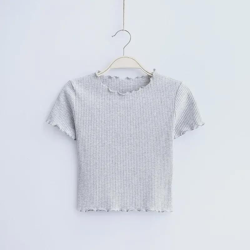 2025 Spring/Summer Women's Retro Ruffle Slim T-Shirt