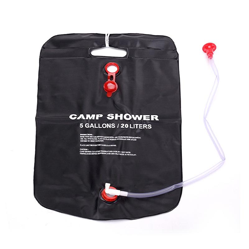 

Сонячна сумка-душ 20л Сонячний підігрів Кемпінговий душ Знімний шланг Душова головка з перемикачем On/Off Портативний душ чорний