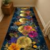 Aesthetic Celestial Moon Printed Floor Mat Retro Flower Graphic Runner Anti-Slip Entrance Rug Home Decor Long Carpet