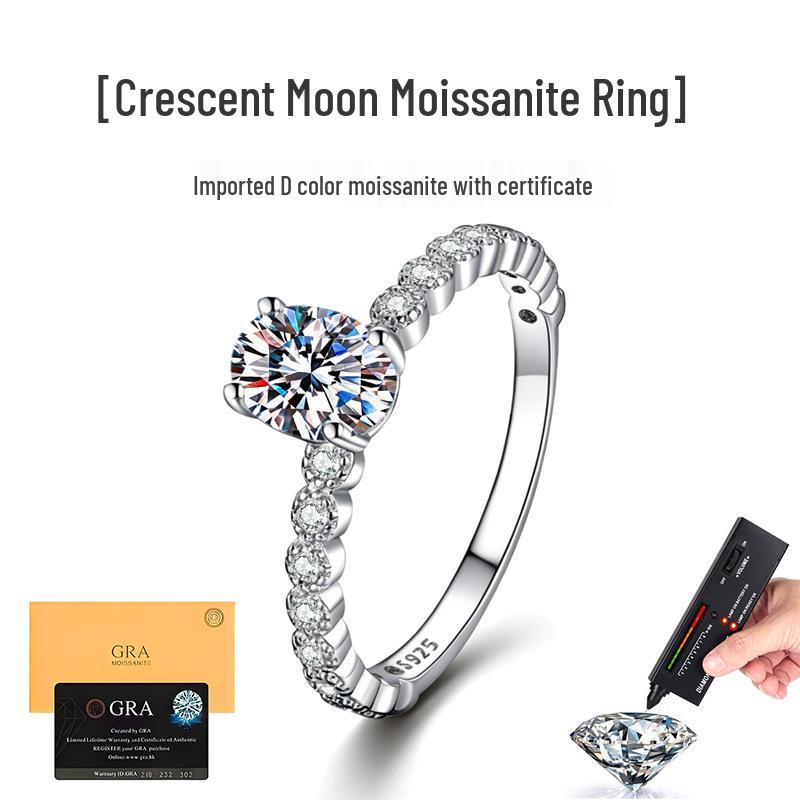 S925 Sterling Silver D-Color Pear Moissanite 1-Carat Engagement Ring for Women, Platinum-Plated