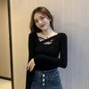 Women's Slim Fit Long Sleeve Autumn Black T-Shirt, 2025 Design