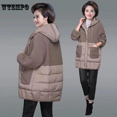 Daunenjacke für Frauen mittleren Alters und ältere Mütter Herbst und Winter Mittellanger Baumwollmantel Große Größe Verdickte gepolsterte Jacken im Westernstil