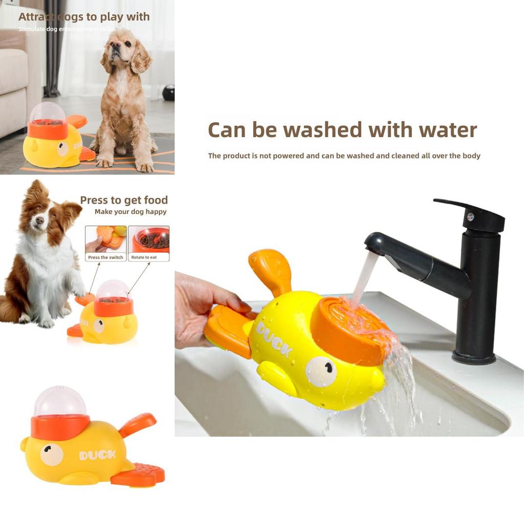 Small Yellow Duck Pet Interactive Toy Feeder For Cats And Dogs