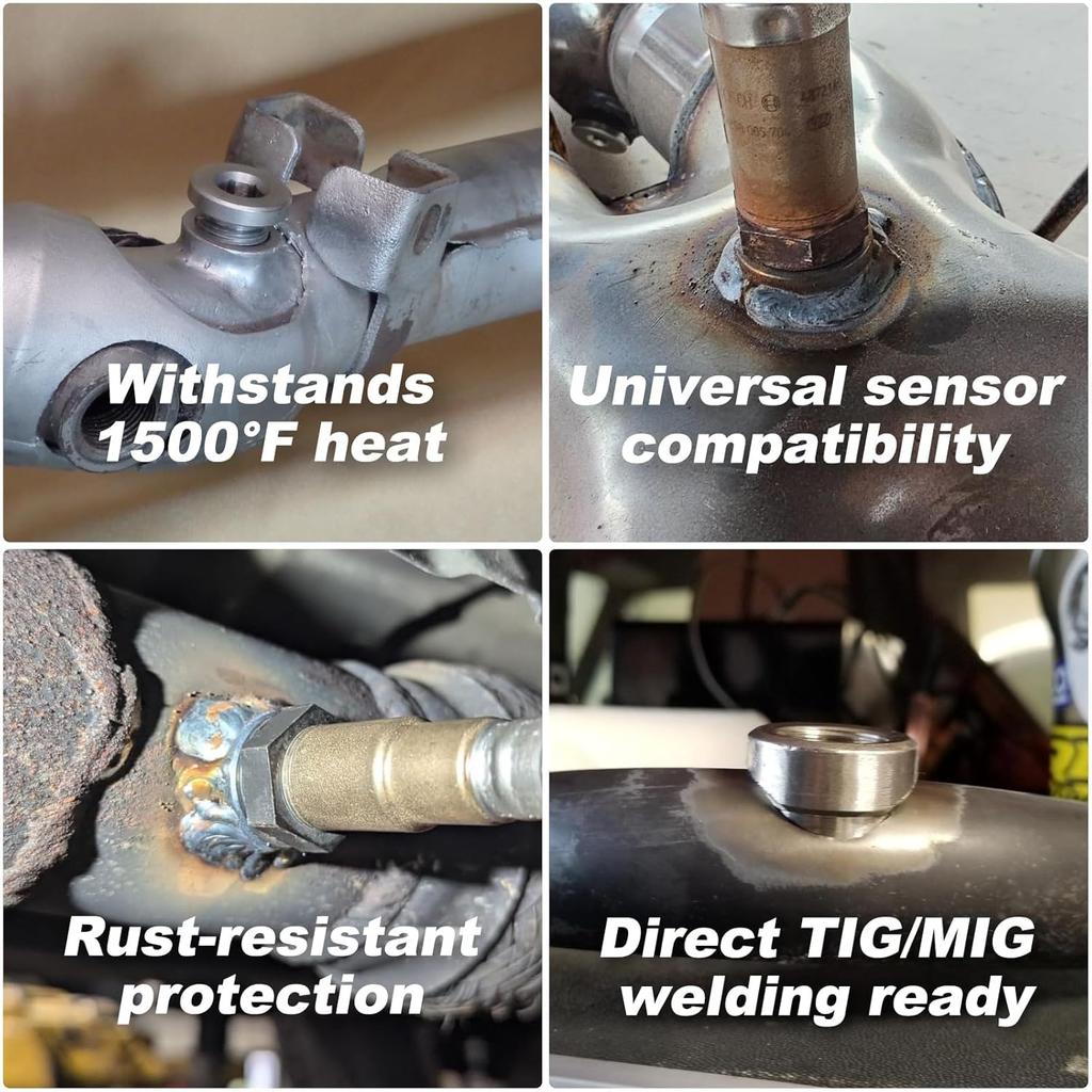 M18X1.5 Oxygen Sensor Weld Bungs & Plugs Kit (2 Bungs/2 Plugs) - Stainless Steel Welding Adapters