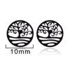 Korean Style Geometric Tree of Life Round Earrings In Stainless Steel for Women - Christmas Tree Cartilage Studs