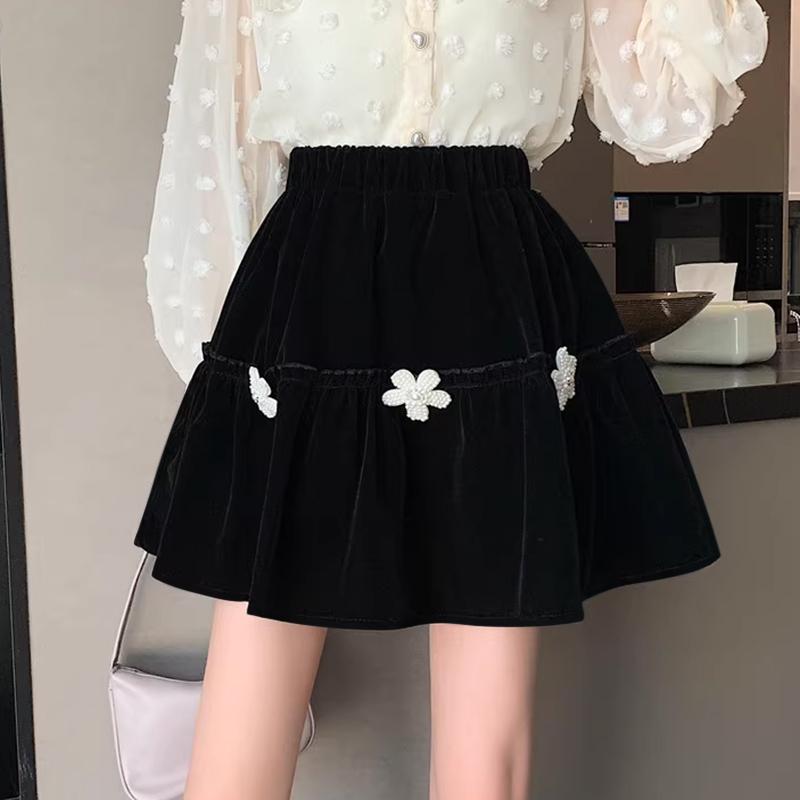 

VONDA Женские летние юбки А-силуэта с цветочным принтом и высокой талией S чёрный