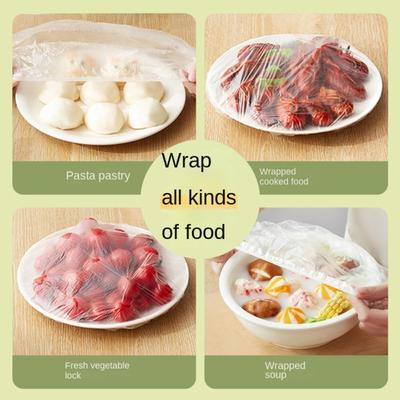100/300/500pcs Colorful Disposable Food Cover Elastic Mouth Food Grade Plastic Cling Cover Disposable Fresh-Keeping