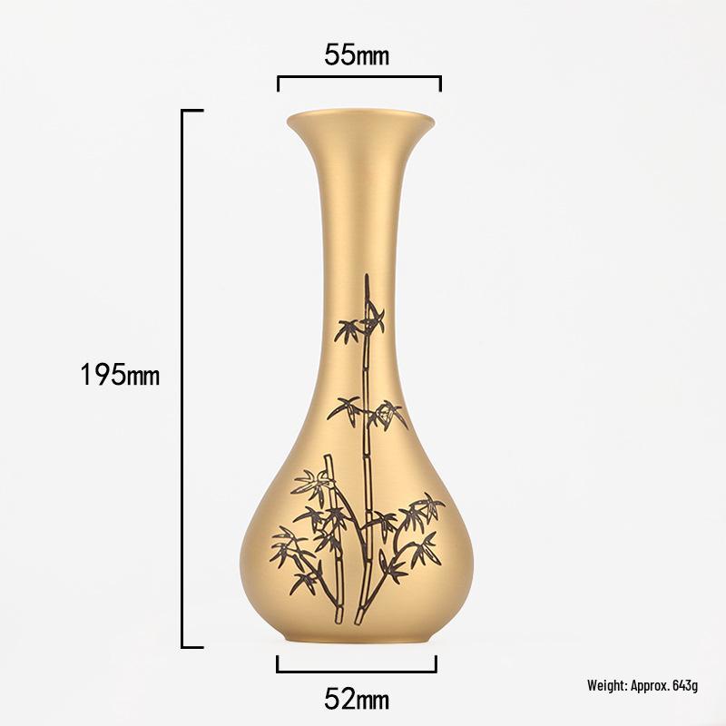 Vintage Brass Feng Shui Vase - Chinese Style Home Decoration Flower Container