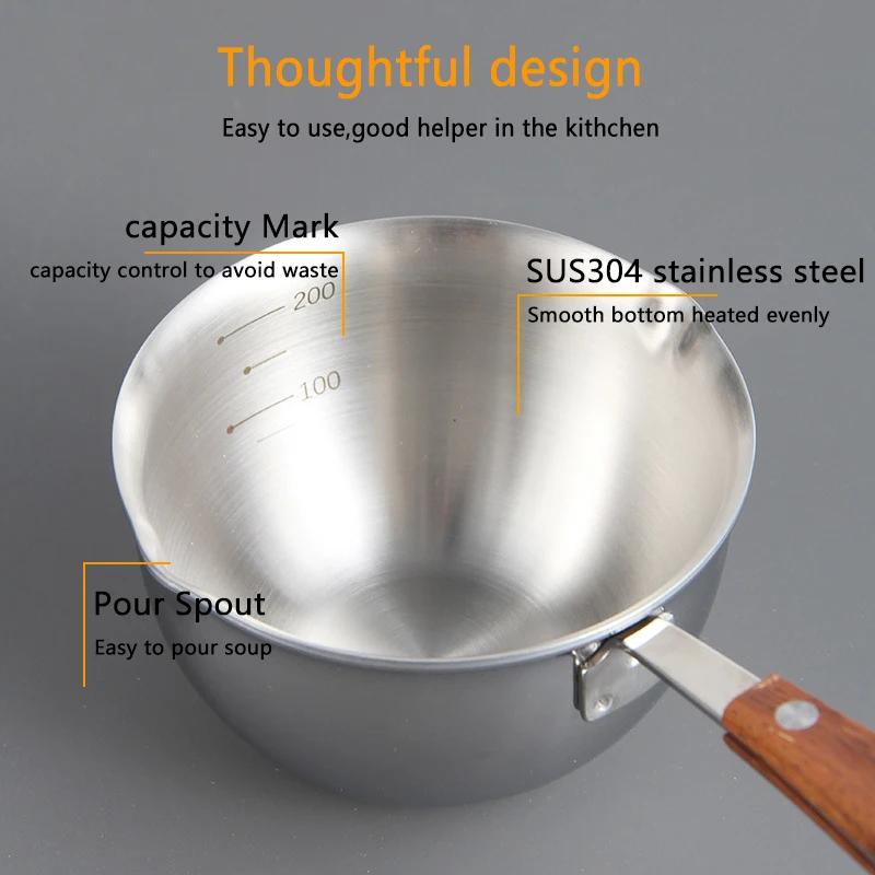 Ohřívač mléka na kávu s máslem Mini nádoba na rozpouštění másla s dvojitou hubičkou 18/10 Třívrstvá nerezová ocel 120ml/200ml