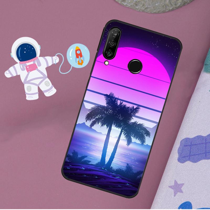 Retrowave Neon Palms Tree For Huawei Nova 10 9 SE 11 Pro Y60 Y70 Y90 Y61 Y91 Y72 Y73 12i 11i 8i P20 P30 P40 Lite Case