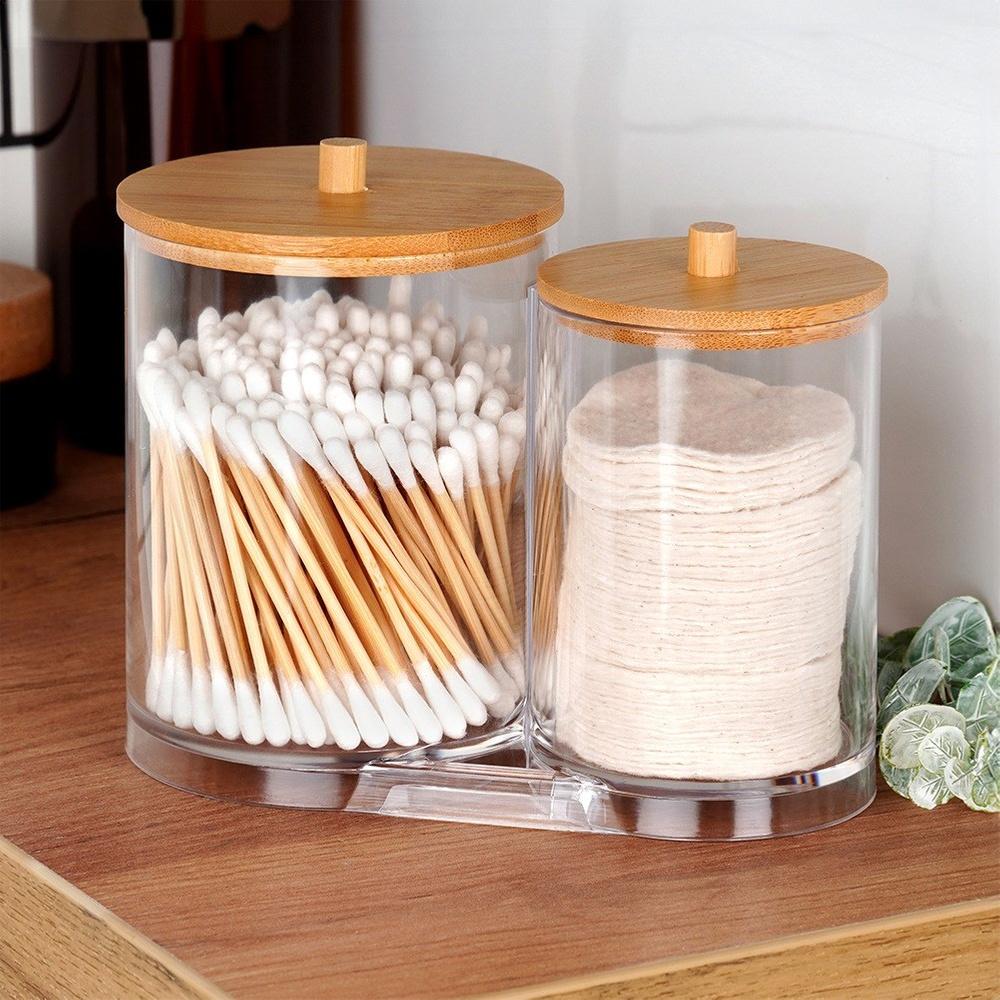 Bathroom Container Organizer Sticks Cosmetic Pads Hygienic 2in1