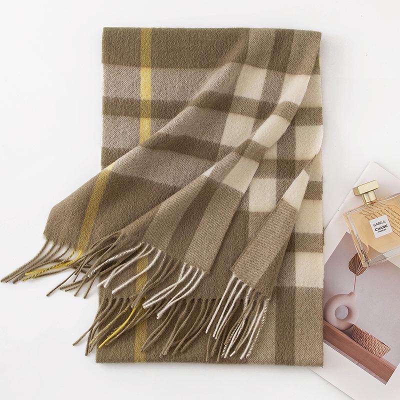 Plaid Simple Maillard Double Sided Cashmere Scarf Women's Autumn and Winter Thickened Warmth Versatile Wool Men's Scarf