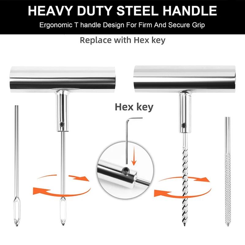 33/58Pcs Auto Tire Repair Set Puncture Repair Tools Car Motorcycle Bike Emergency Heavy Duty Tubeless Tire Repair Rivet Tool Set