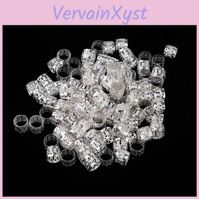 Cuff Metal Heart 100pcs Hair Extension Decorations Dreadlocks Beads Silver