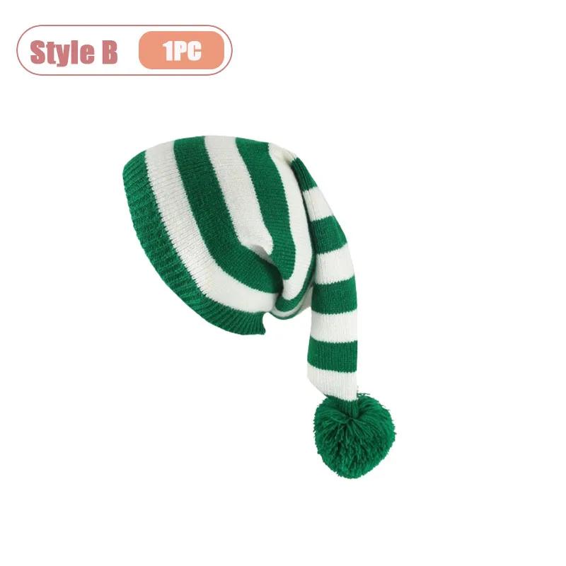 1-10PCS Unisex Cozy Knitted Christmas Hat with Long Tail Pom Pom for Autumn Winter Warm Beanie and Holiday Party Decor