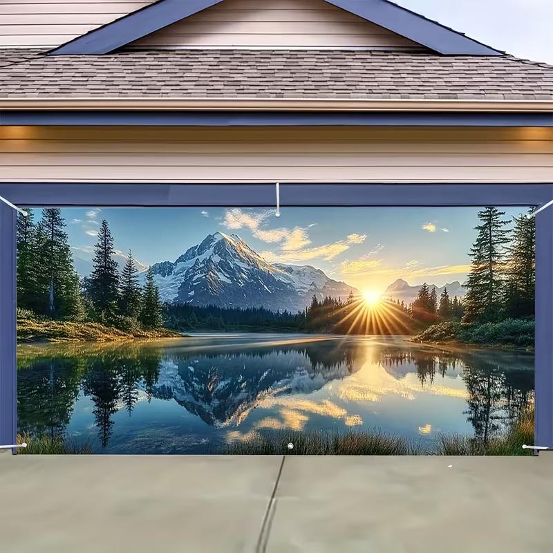 Snow Mountain Lake Sunrise Tapestry Wall Hanging, Forest Reflection Scenery Tapestry for Bedroom Living Room 47.2x31.5inch/120*80cm