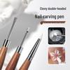 Dual-Ended Nail Art Tool: Carving, Color Mixing, Embossing, Smudging, Painting, Glue Application, Silicone Sandalwood Pen.
