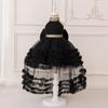 Children's Dress Black Tail Princess Skirt Halter Neck Mesh Dress Piano Performance Costume