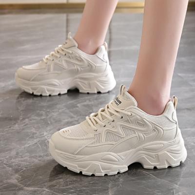 2024 New Shoes Female Lace Up Women's Vulcanize Shoes Autumn Breathable Mesh Solid Outdoor Casual Comfortable Sports Shoes