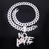 Collana con Ciondolo Lettera Amore NO AMORE Pieno di Diamanti Hip Hop Nicchia Street Hiphop Personalizzata Catena Cubana Gioielli di Moda