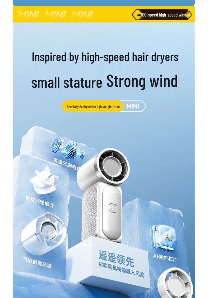 2025 Turbo Mini Handheld Fan: High-Speed, USB Rechargeable, Long Battery Life, Portable & Powerful for Outdoor Use