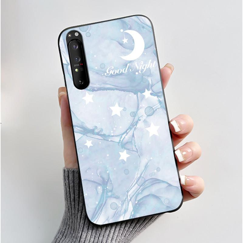 Für Sony Xperia 1 III 1 II Hülle Xperia 1III 1II Niedliche Katze Cartoon Weiches TPU Silikon Schwarze Abdeckung Ultradünne Stoßfeste Schale Fundas