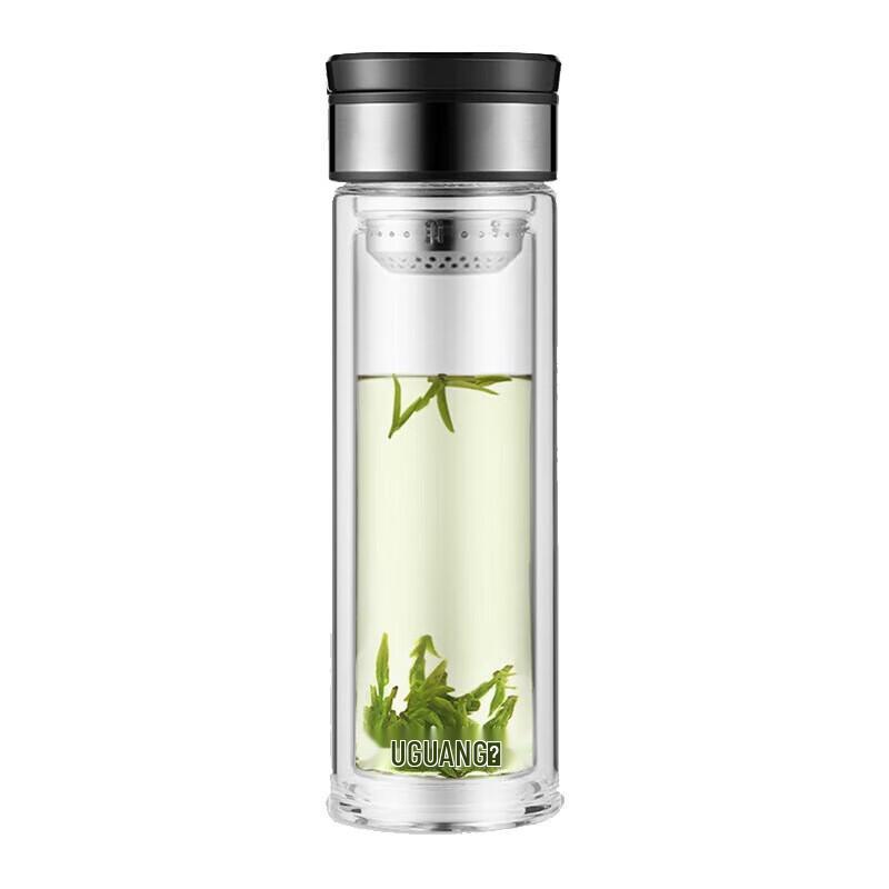 FUGUANG Portable Double-Layer Glass Water Bottle