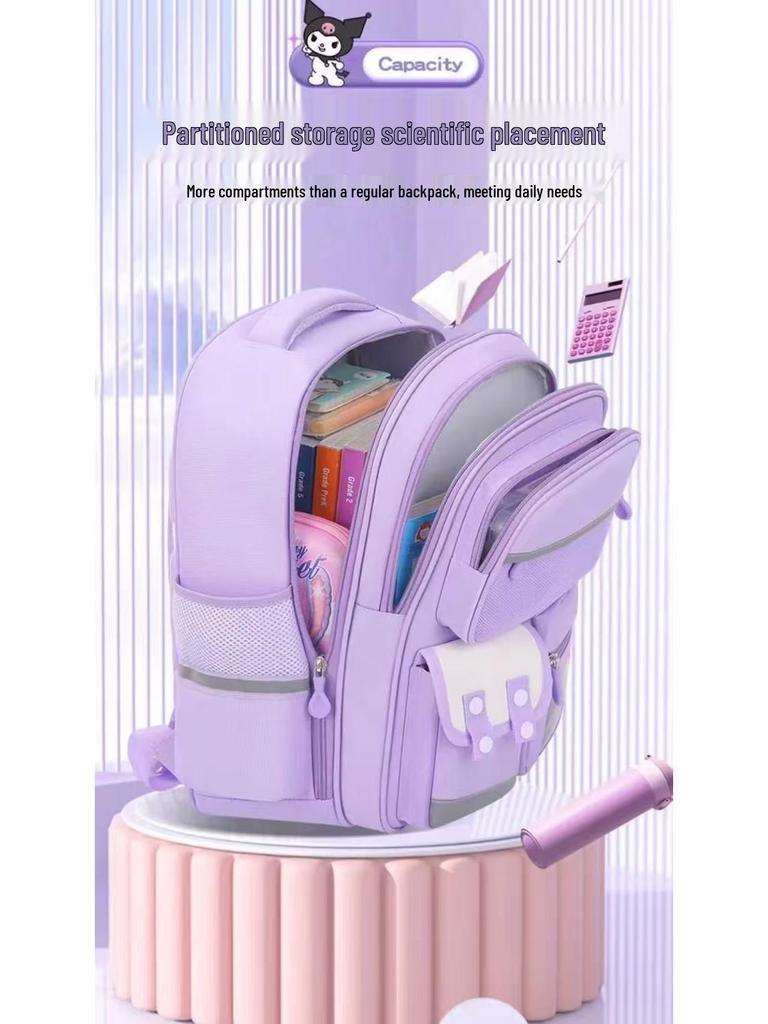 Kuromi Spine-Protecting Schoolbag: Lightweight, Large Capacity for Sixth Grade Girls