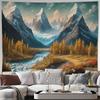 Mountain River Forest Landscape Wall Tapestry Machine Washable All Season Decor Art Print Nature Design Home Easy to clean