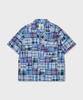 AMFEAST Archive Piece Open Collar Shirt Blue Patchwork