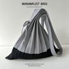 New Knitted Pleats Tote Bag Designer Chic Stitching Contrast Korean Retro Fashion Women Shoulder Shopper Handbag Foldable