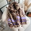 Luxury Leopard Winter Cashmere Scarf Women Design Warm Pashmina Shawl Wraps Bandana Female Thick Blanket Soft Bufanda Foulard
