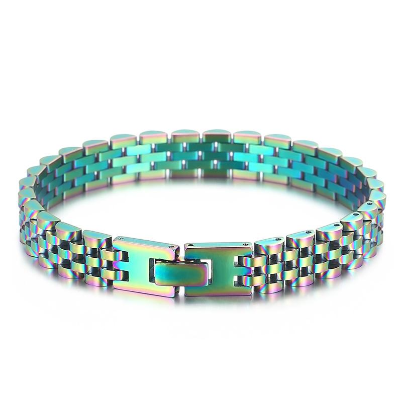 

Мужской браслет с цепочкой для часов шириной 10 мм, мужской браслет для мужчин и женщин, роскошный золотой цвет из нержавеющей стали, манненская повязка на руку, ювелирные изделия на запястье 19CM разноцветный