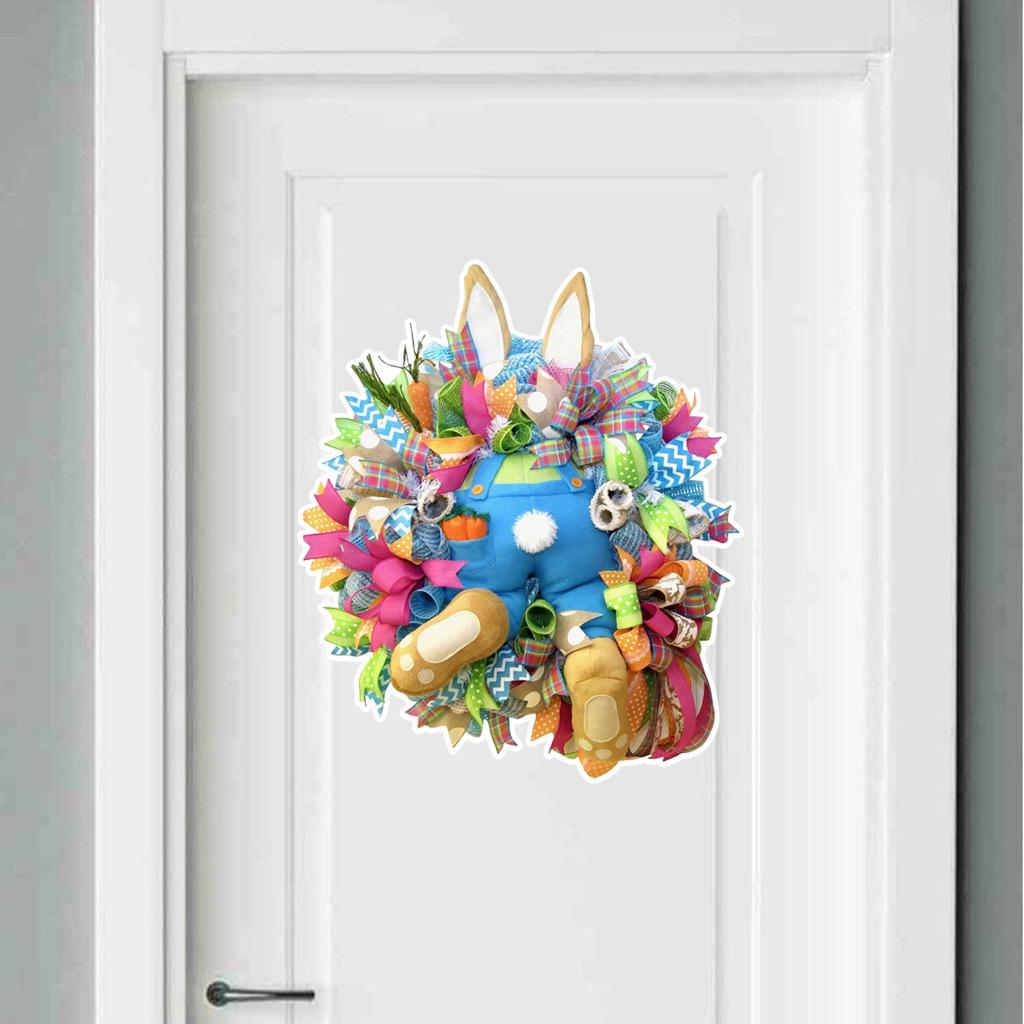 New PVC Easter Door Sticker Cartoon DIY Wall Sticker Self-adhesive Bunny Shape Bunny Ears Sticker HAPPY EASTER DAY