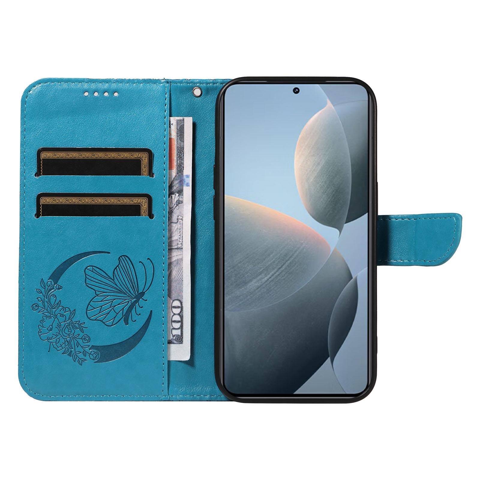 

For Xiaomi 14T Case Butterfly Pattern Leather Wallet Flip Phone Cover Grey