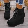 Fashion Lace-up 2025 New Spring and Autumn Frosted Booties Women's Boots Foreign Style Spring and Autumn Wear-resistant Naked Boots