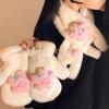 Cute Cartoon Star Gloves Girl Heart Thickened Fluffy Plush Warm Finger Driving Scarf