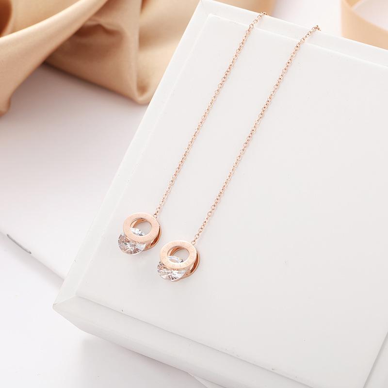 Elegante runde römische Ziffern Zirkon Ohrringe für Frauen Lange Quasten Kette Edelstahl Ohrlinie Schmuck Accessoires Geschenk