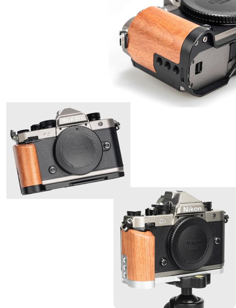 SIUTATDSH Camera Grip for Panasonic and Nikon Quick Release Plate with Wooden Battery Tripod Arca Swiss Compatible ZF/ZF Cameras, L-Shaped Handle,