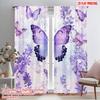 2pcs,2D Plane Printing Curtain Fabric Lavender Flight Polyester Easy Install (without Rod) Decorations Outdoor Perfect for