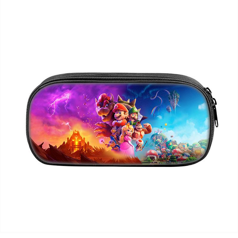 Mario Animation Peripheral Single Layer Children'S Pencil Bag Mario Polyester Student Stationery Pencil Case