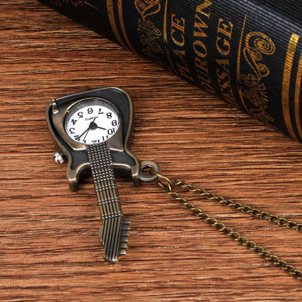 Bronze Guitar Pocket Watch 8892