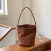 Pure Color Suede Bucket Bag Purse Underarm Bag Vintage Matte Pu Leather Shoulder Bag  Streetwear