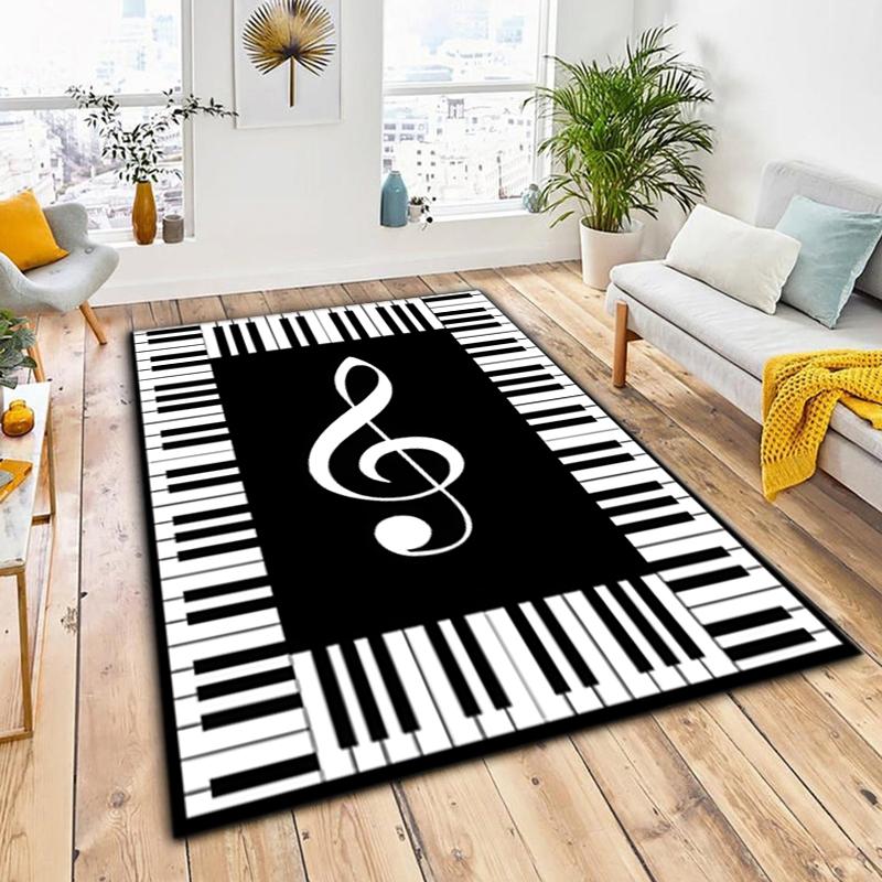 1Pc Piano keys music Printed circular carpet, home door mat, outdoor travel protection carpet A12