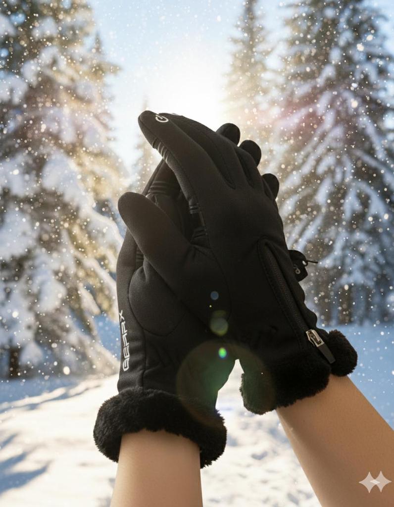 Bisiklet Eldivenleri Su Geçirmez Termal Kayak Kürk Manşetli Bisiklet Yelken Sürüş Çalışma Koşu Eldiveni