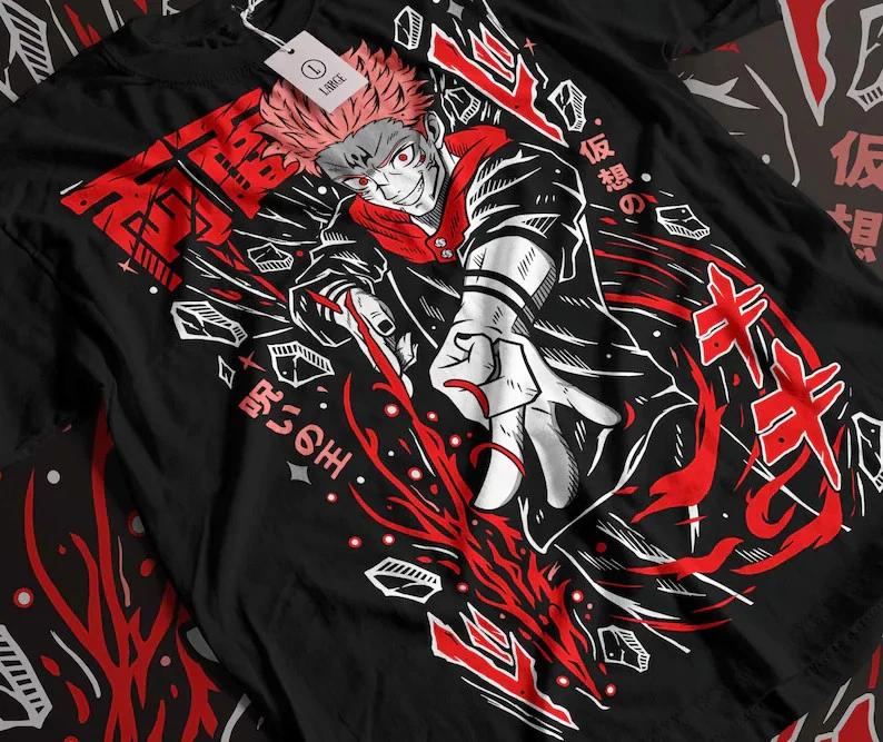Anime JJK Fire Black T Shirt Unisex Style S