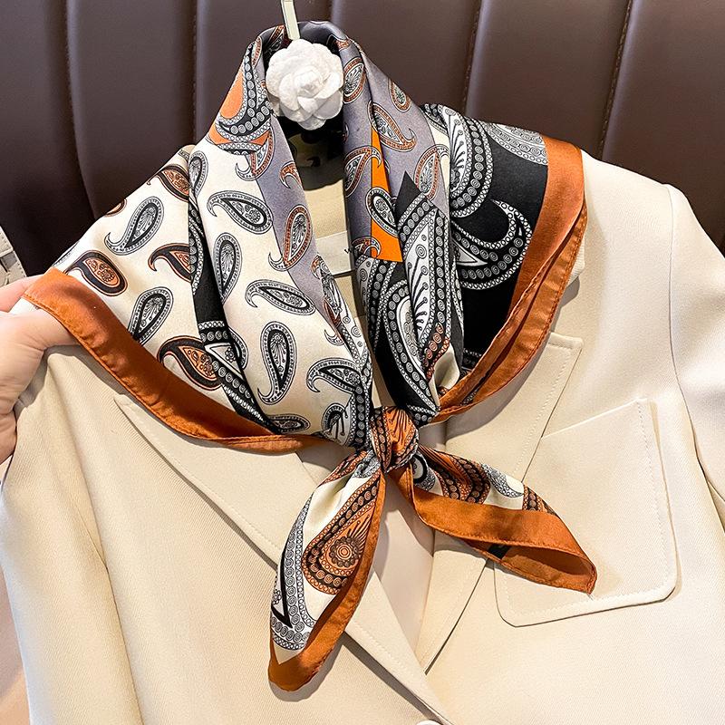 Luxury Brand  Silk Square Scarf Women Neck Hair Tie Band Beach Hijab Kerchief Head Headbands Bandana Female Foulard 70cm