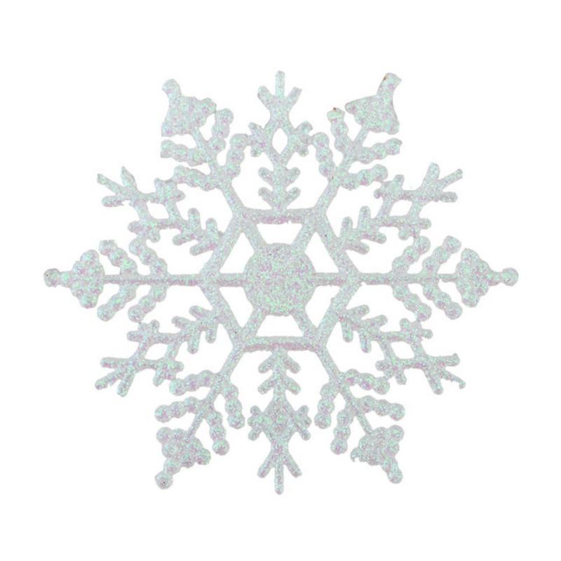 6/12pcs Christmas Snowflakes Decorations Silver Glitter Artificial Plastic Fake Snowflake Xmas Tree Ornaments Pendant Navidad