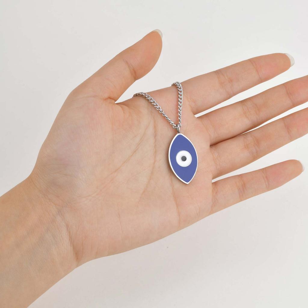 Böser Blauer Auge Anhänger Halskette für Männer Edelstahl Oval Glücksbringer Augen Halskette Persönlichkeit Mode Schmuck Geschenk Großhandel