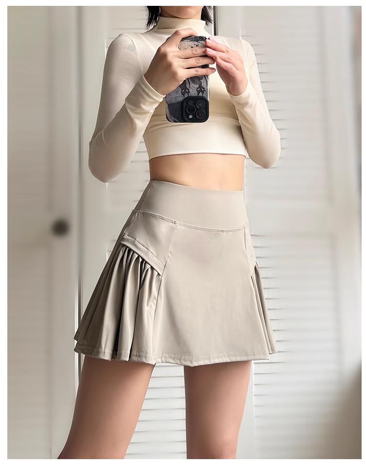 Sportovní sukně A-linie s vysokým pasem, rychleschnoucí, pro badminton, běh, tenis a fitness